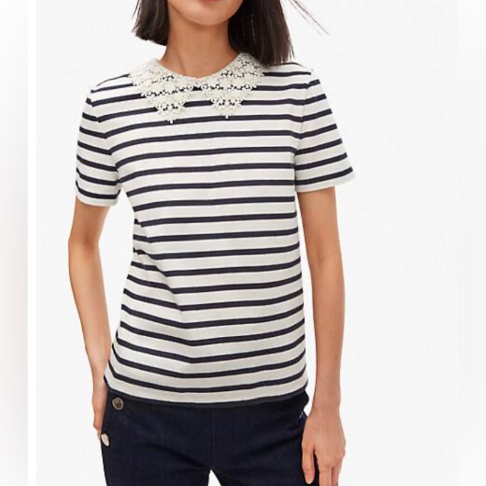 Kate Spade Lace Collar Striped Tee
